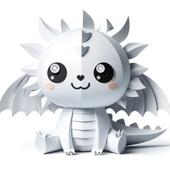 2024: Year of the Dragon, an illustration of a paper craft dragon.  - an adorable Origami style cartoon Dragon