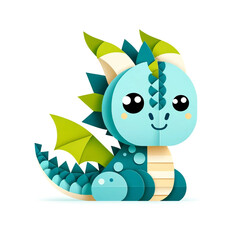 2024: Year of the Dragon, an illustration of a paper craft dragon.  - an adorable Origami style cartoon Dragon