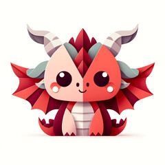 2024: Year of the Dragon, an illustration of a paper craft dragon.  - an adorable Origami style cartoon Dragon