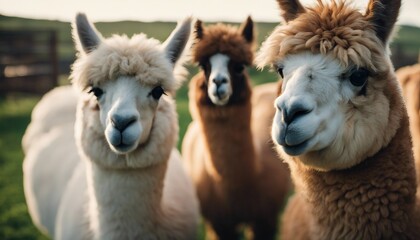 Obraz premium lovely and cute Alpacas on a farm