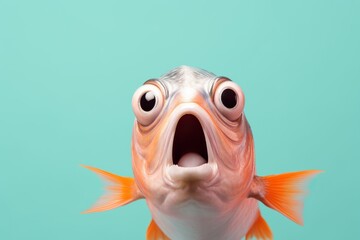 Studio portrait of shocked fish with surprised eyes