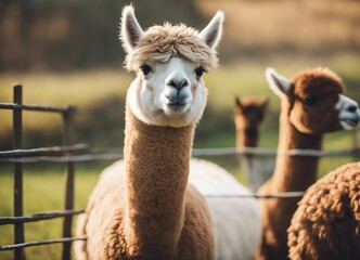 Obraz premium lovely and cute Alpacas on a farm