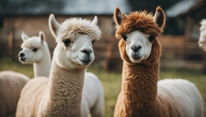 Obraz premium lovely and cute Alpacas on a farm