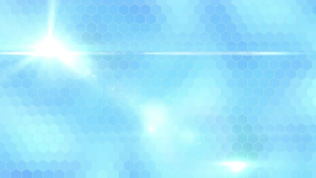 ハニカム模様の背景の上で光るライト