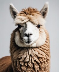 portrait of Alpaca, isolated white background