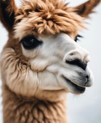 Obraz premium portrait of Alpaca, isolated white background