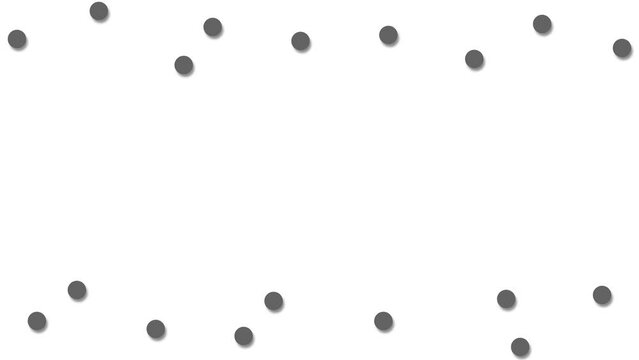 Large dots or circles similar to atoms flash at the top and bottom of the canvas.