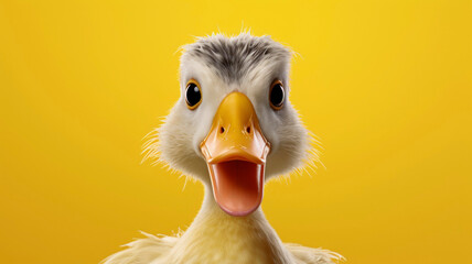 funny duck, portrait, on an isolated background - obrazy, fototapety, plakaty
