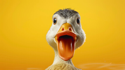 funny duck, portrait, on an isolated background
