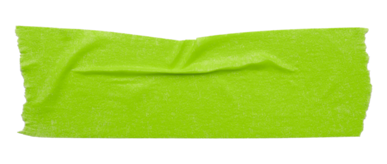 green crumpled torn tape isolated on transparent background
