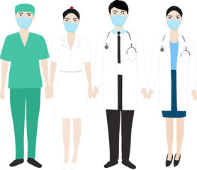 Obraz premium Medical team, doctor and nurse on png background