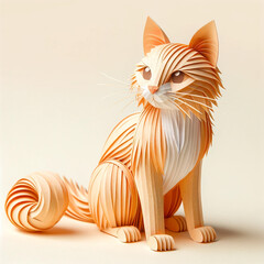 Illustration of Origami-Style Adorable Cat: A Paper Craft Masterpiece - Cute, Elegant, and Whimsical