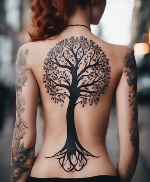 tree of life tattoo on women body
