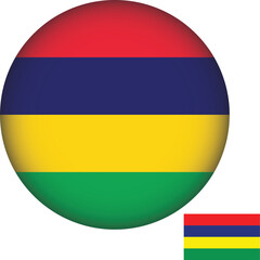 Obraz premium Mauritius Flag Round Shape Illustration Vectors
