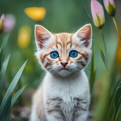 Naklejka na ściany i meble Adorable and heartwarming, these cat photos reflect the joy, comfort, and companionship our furry friends bring into our lives.