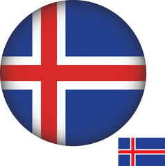 Iceland Flag Round Shape Illustration Vector 