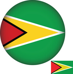  Guyana Flag Round Shape Illustration Vector