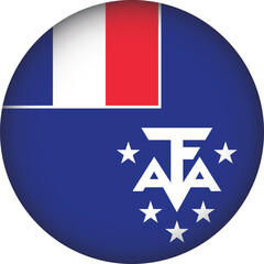 French Southern and Antarctic Land Flag Round Shape Illustration Vector