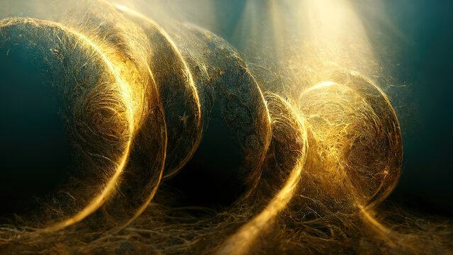 Abstract art fluid golden Circle background - generativ AI