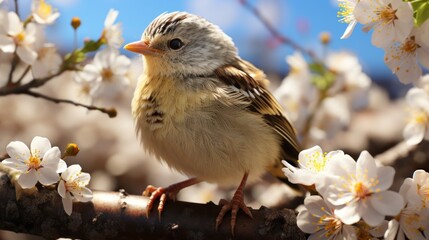 A bird on flowers