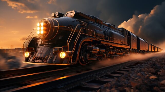 Futuristic train on the track