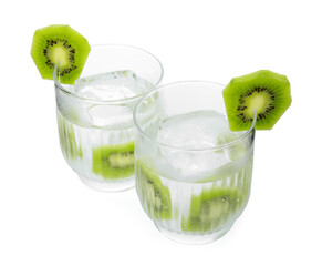 Refreshing drink with kiwi isolated on white