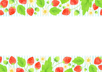 かわいいイチゴとストライプ柄のフレーム