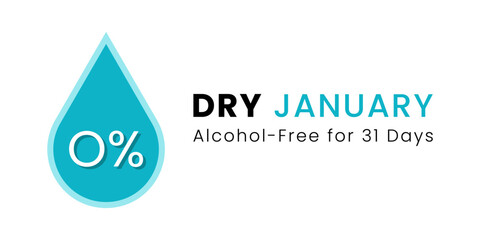 No alcohol in january. Alcohol free month. Stop drinking or alcohols.Dry January is a public health campaign urging people to abstain from alcohol for the month of January, Vector illustration.