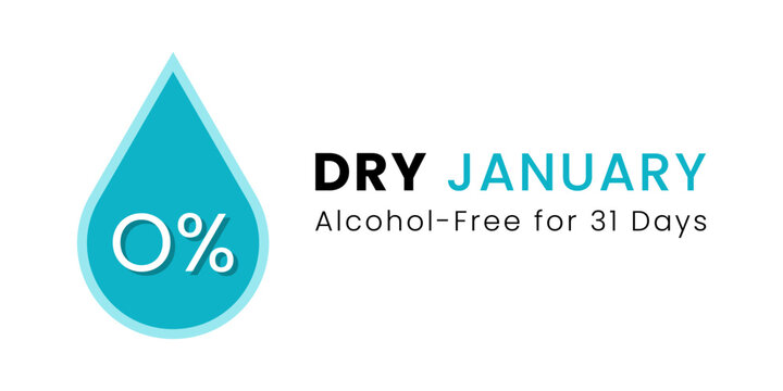 No alcohol in january. Alcohol free month. Stop drinking or alcohols.Dry January is a public health campaign urging people to abstain from alcohol for the month of January, Vector illustration.