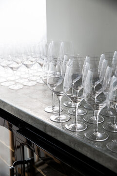Row of empty Wine glasses