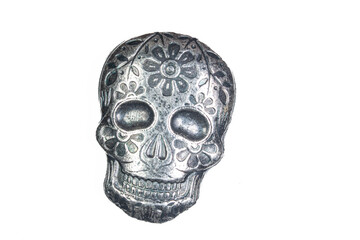 Details on a silver coin.