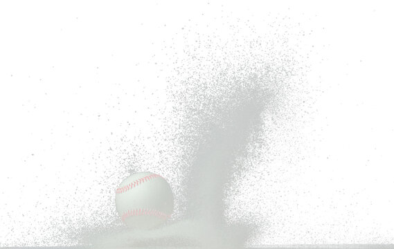 Baseball training practice in middle of snow night. Sport training baseball ball falling down snow, heavy big small size snows. Freeze shot on black background isolated overlay.
