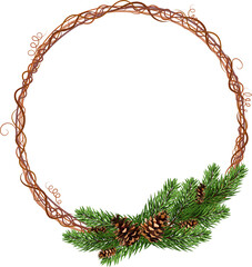 pine garland. Christmas and New Year. naturalness and environmental friendliness. on transparent, png. illustration