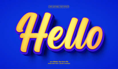 Hello fully editable premium 3d vector text effect 