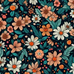 Türaufkleber seamless pattern with flowers flower wallpaper © Aneeba