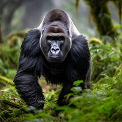 Fototapeta premium A Silverback gorilla looking at the camera. 