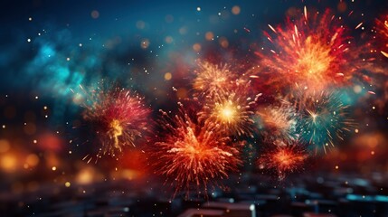 Fototapeta na wymiar Below Shot Wonderful Vivid Fireworks Exploding ,Bright Background, Background Hd