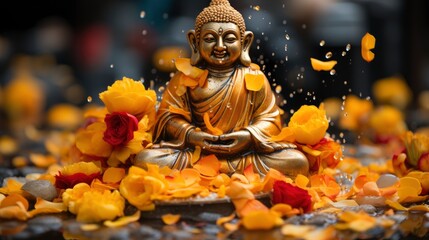 Buddha Statue Water Ceremony Songkran Festival ,Bright Background, Background Hd