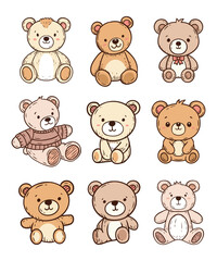 Doodle Cute Teddy Bear Vector Illustration