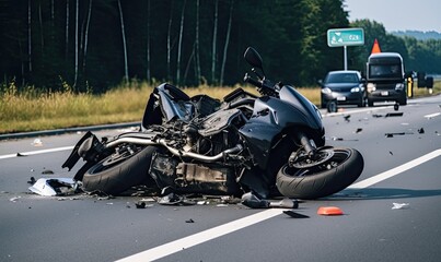 Obraz premium motorcycle accident on the road 