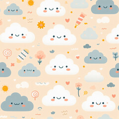 seamless pattern background with clouds - Generative AI