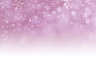 淡いピンク紫の幻想的な空間にキラキラと舞う氷の結晶