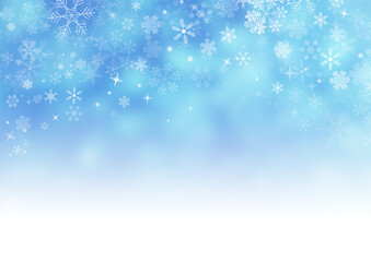 青い幻想的な空間にキラキラと舞う氷の結晶