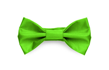 Stylish lime bow tie isolated on white