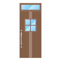 シンプルなイラスト_片開きドア,玄関ドア,欄間