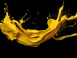 yellow paint splash on black background