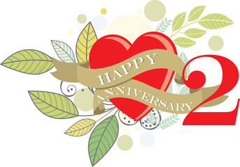 ribbon 2happy anniversary vector illustration,good for celebration,anniversary party,birthday,ceremony,ground breaking,soft opening,grand opening,office, factory,couple,wedding,valentine,graduation