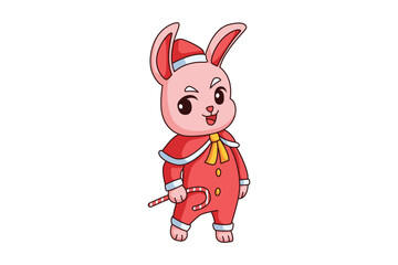 Cute Christmas Rabbit Cartoon Character Design