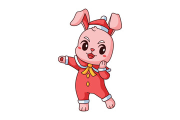 Cute Christmas Rabbit Cartoon Character Design