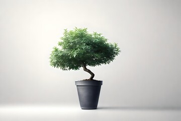 a potted tree isolated against a white background